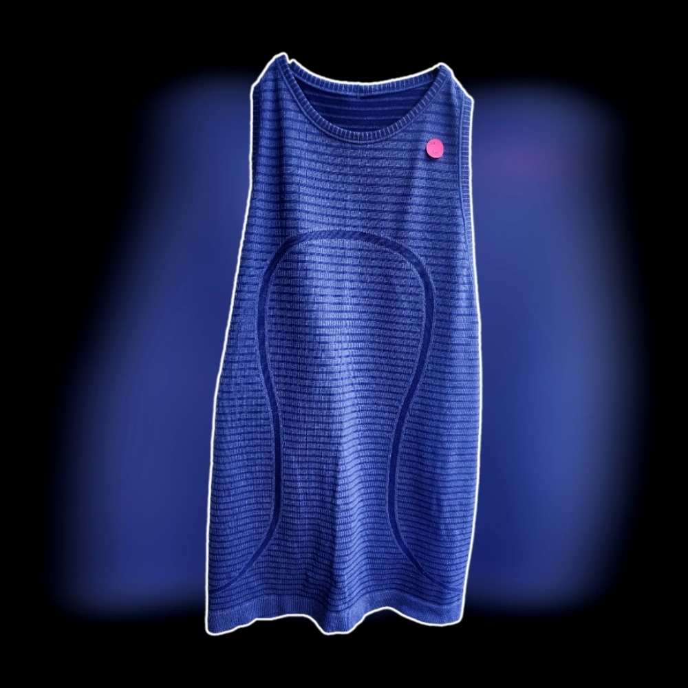 LULULEMON HIGH NECK SWIFTLY TECH STRIPED TANK BLUE S
